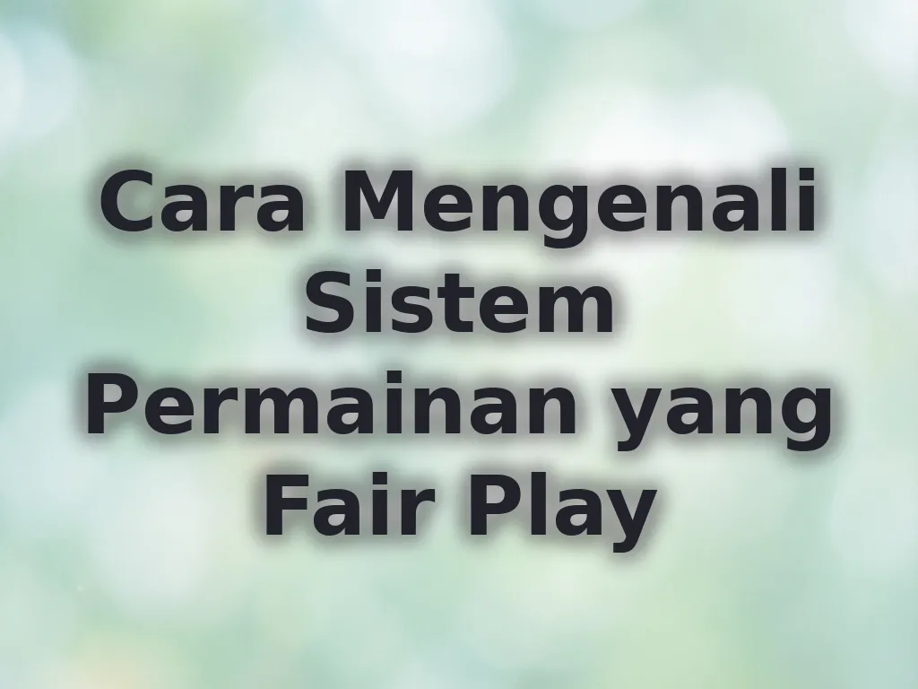 Cara Mengenali Sistem Permainan yang Fair Play